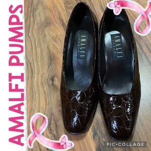 AMALFI ITALY WINE COLORED SQUARE TOE PUMPS BLOCKED HEEL TEXTURED SLIP ONS SZ 8